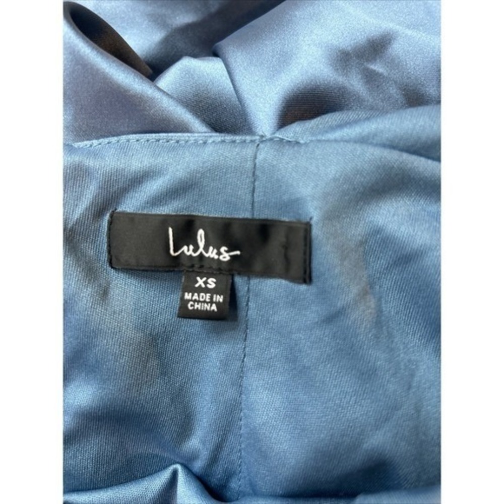 Lulus Satin High Neck‎ Bridesmaid Dress XS | Flowy A-Line Wedding Formal - Picture 15 of 16